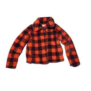 Epic Threads Girls‎ Small Red Black Checkered Plaid Faux Fur Jacket NWT